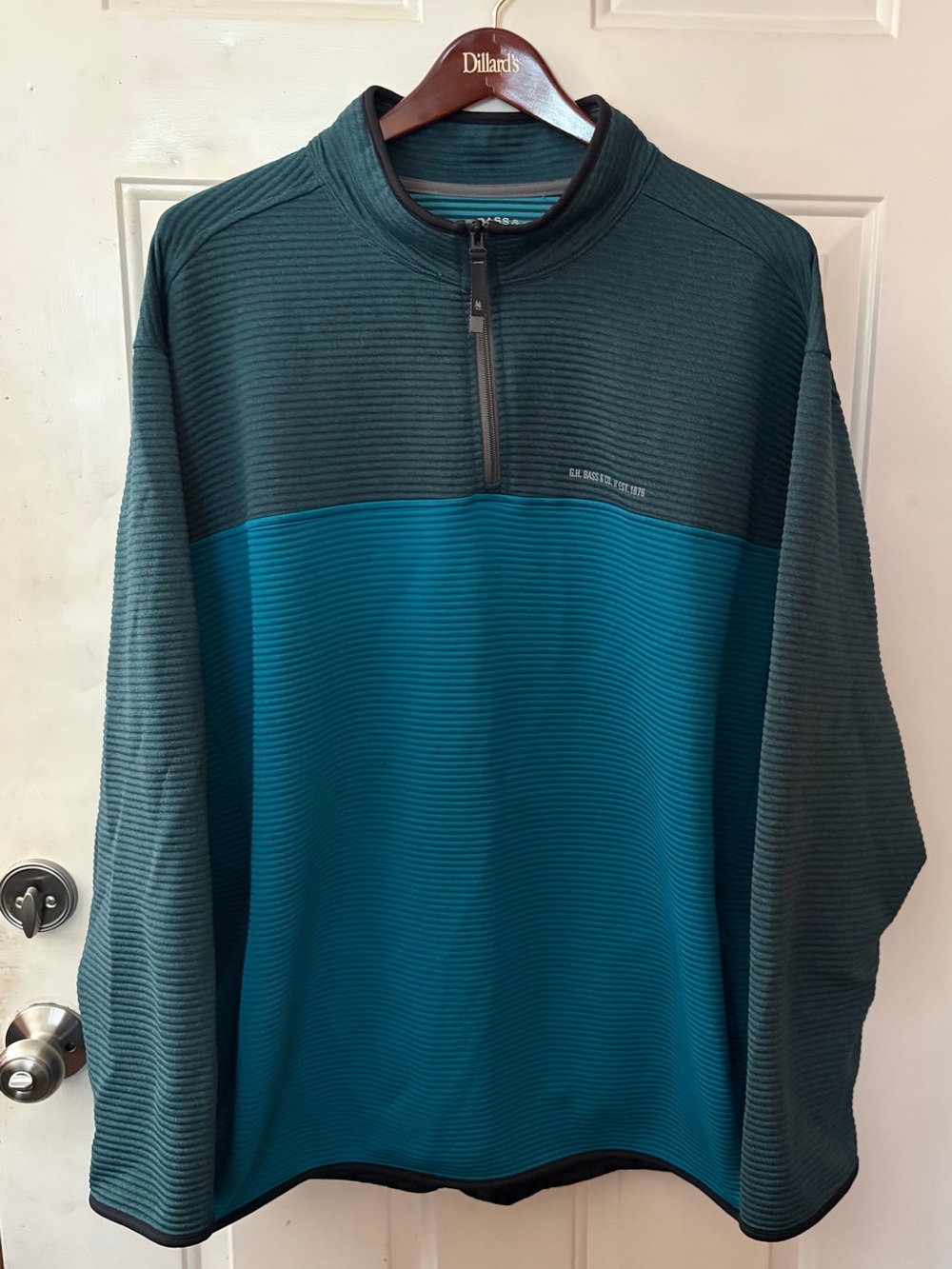 G.H. Bass & Co. Men's Big & Tall 3XLT Ribbed Colorblock Quarter-Zip Pullover